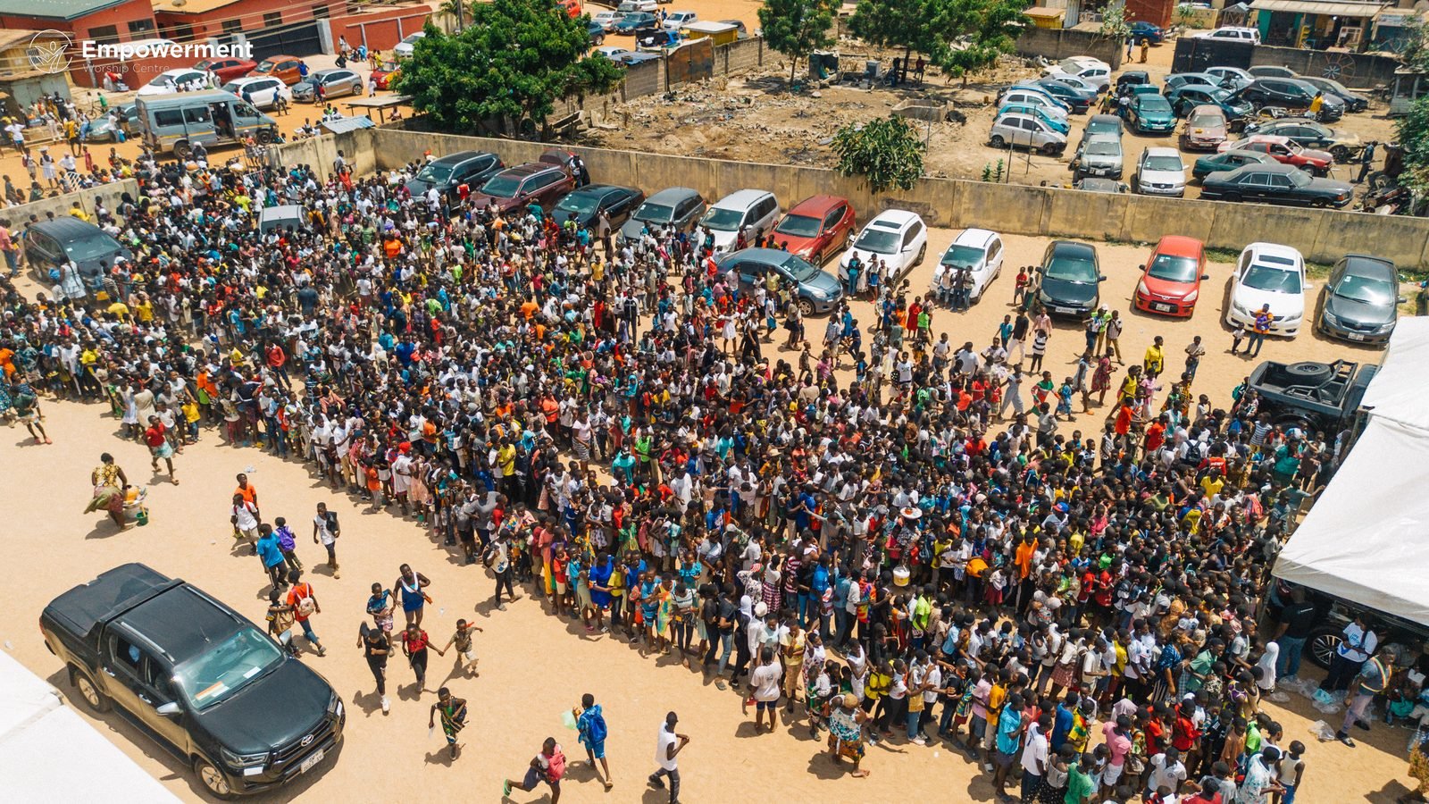 Drone aerial photo of the crowd at LifeCheck