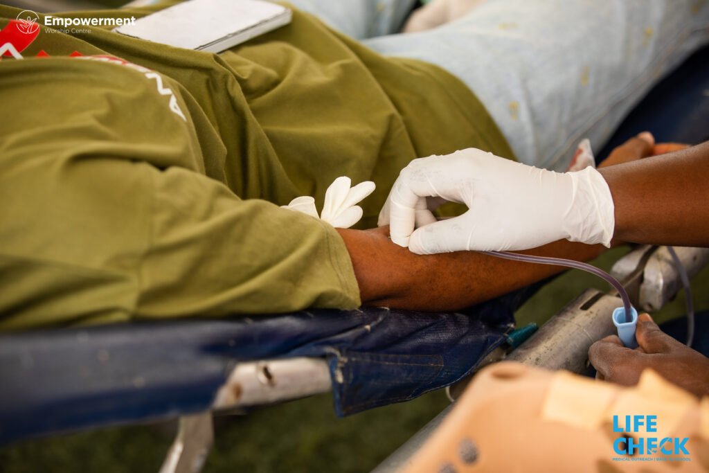 Blood donation drive setup at LifeCheck 2025