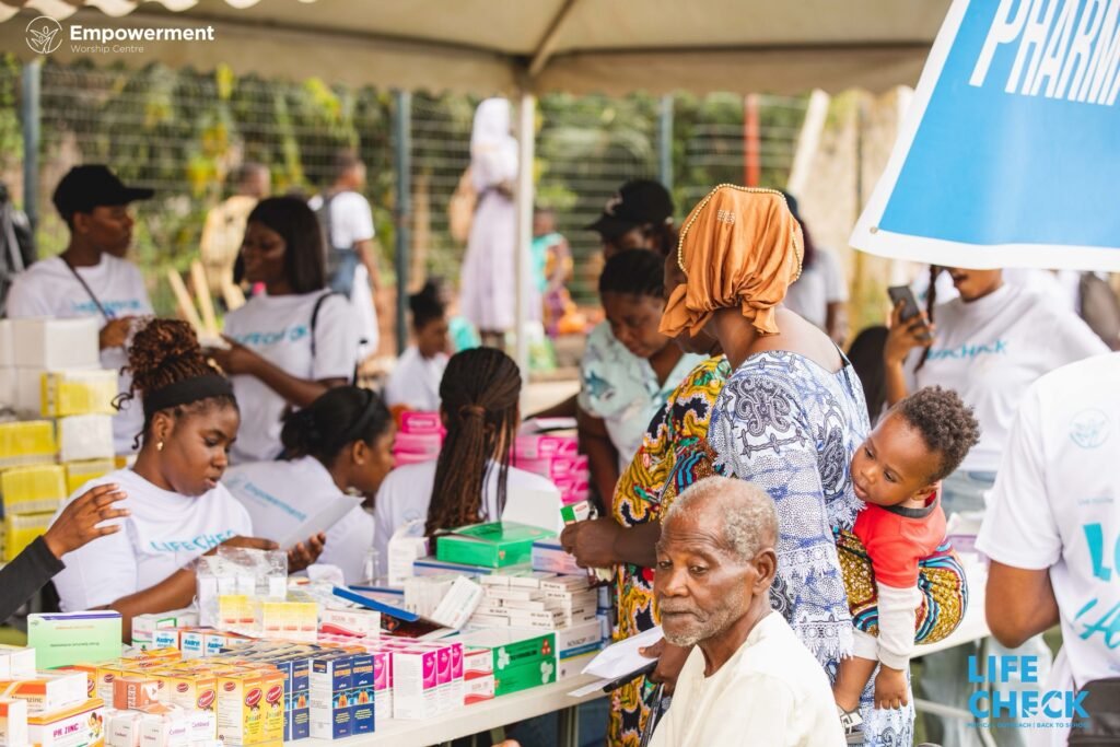 Pharmacy station dispensing medication at LifeCheck 2025