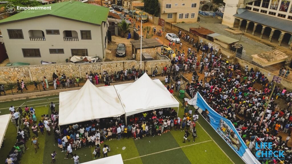 Drone aerial view of the LifeCheck 2025 outreach venue